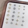 Luxurious Zircon Four-Leaf Clover Nail Art: White K Gold Heart Accessories