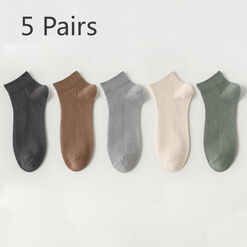 

5 пар мужских тонких носков без косточек, простых, универсальных, впитывающих пот, дезодорирующих, дышащих, на весну и лето 5 Pairs