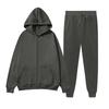Women's Fashion Casual Solid Color Sportswear Set Fashion Hugh Hooded Cardigan Sweatshirt + Sweatpants
