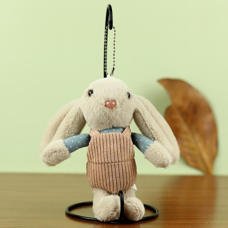 

Stuffed Bunny Pink Keychain Short Plush Rabbit Adorable Bag Charm Plush Toy