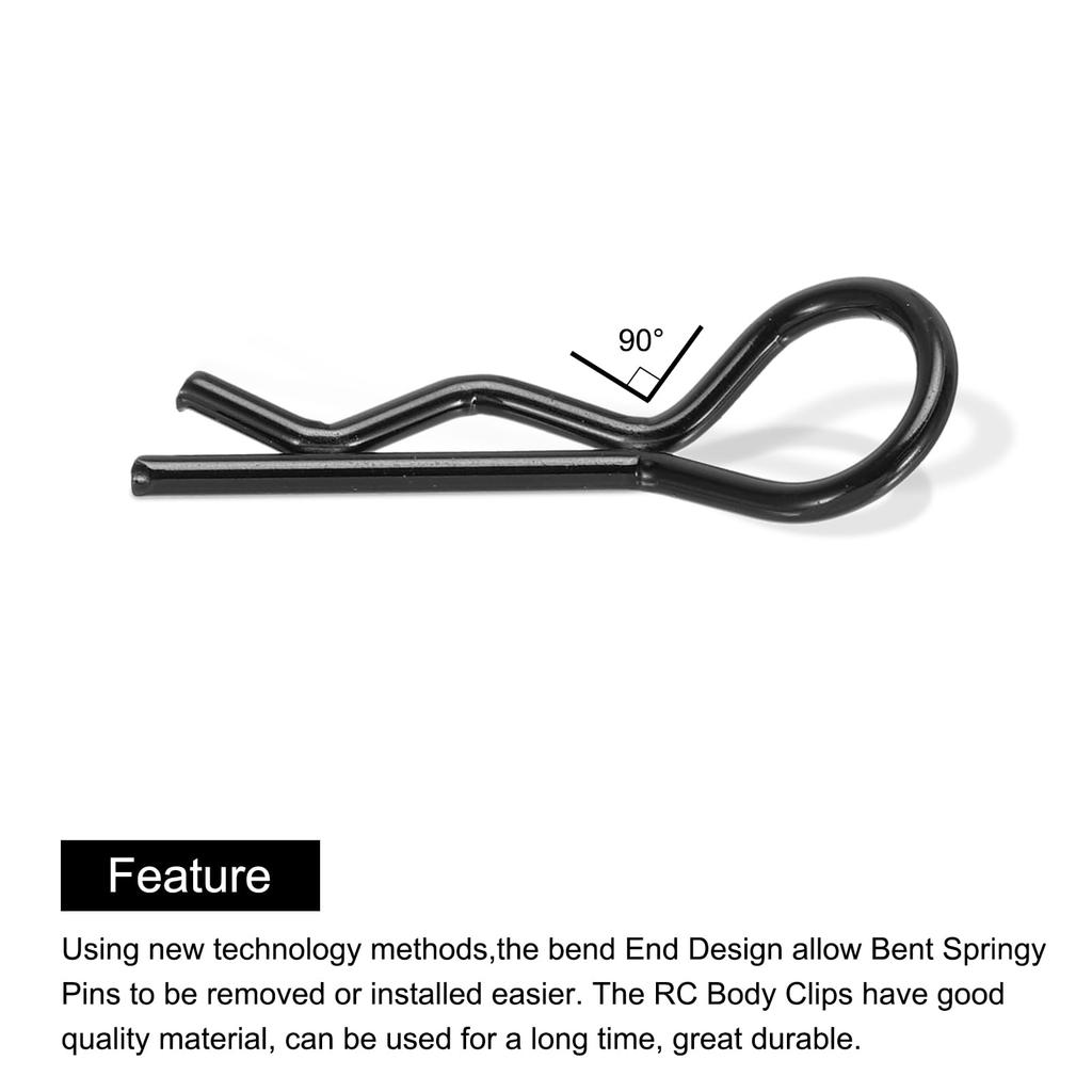 Uxcell Set 90-Grad-Winkel Karosserieklammern mit gebogenen Federstiften für und Maßstab RC Auto und Crawler Truck Ersatzteile 30-teilig 1/8, 1/10, 1/12 (Schwarz)