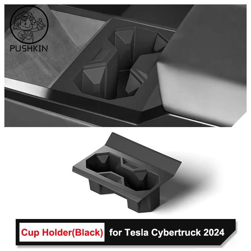 For Tesla Cybertruck 2024 2025 Car Storage Box Kit Center Console Cup Holder Wireless Charging Mat Organizer Tray Accessories