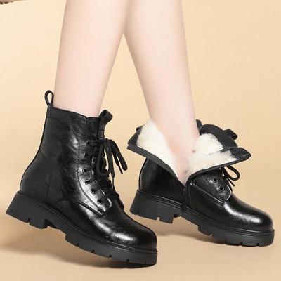 Dámske členkové čižmy z pravej kože v britskom štýle - Jeseň/Zima 2025, Hrubá podrážka, Zamatový vlnený interiér, Teplé a štýlové.