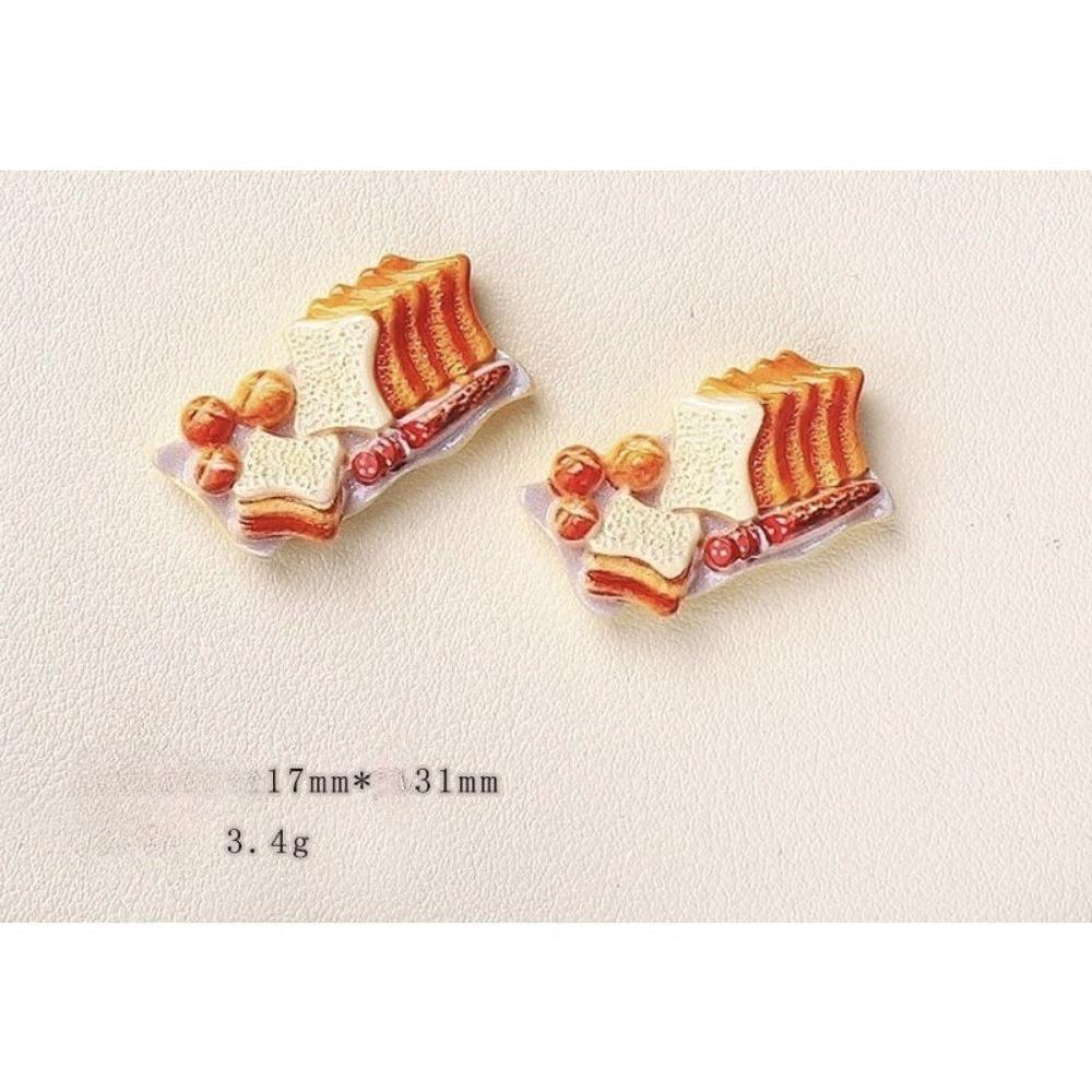 10PCS Resin Cute Simulation Food Resin Bread Pizza Simulation Lobster DIY Scrapbook Frame Hairpin Craft Phone Doll Miniature