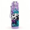 1PC Soccer Ball Splash Sports Art Print 750ml Color Plastic Sports Water Bottle Leakproof Flip Straw Lid Suitable for Sports Office Home Use