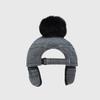 LIKK Pom-Pom Check Cap Wool Hat (Grey)_L3D1-Hw01K