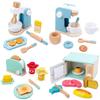 Wooden Kitchen Pretend Play Toy Simulation Wooden Coffee Machine Toaster Machine Food Mixer Baby Early Learning Educational Toys