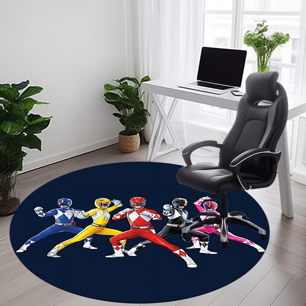 1PC Power Rangers Office Round Rug, Non-slip, Soft and Durable Office Rug for Interior Decoration, Perfect for Office, Beautiful Decoration