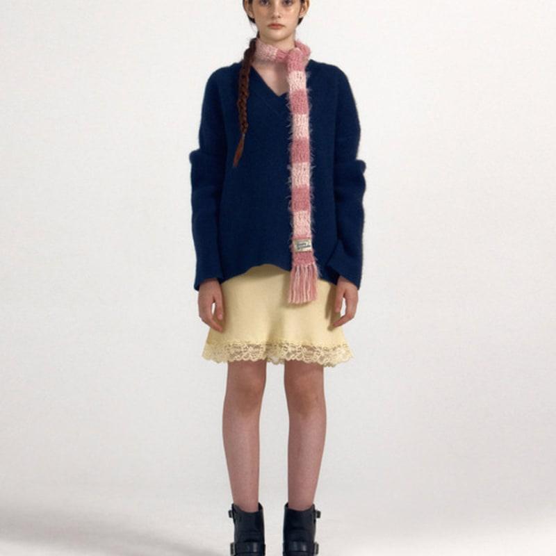 DANCING GRANDMA SOFT STRIPE MUFFLER : BABY pink