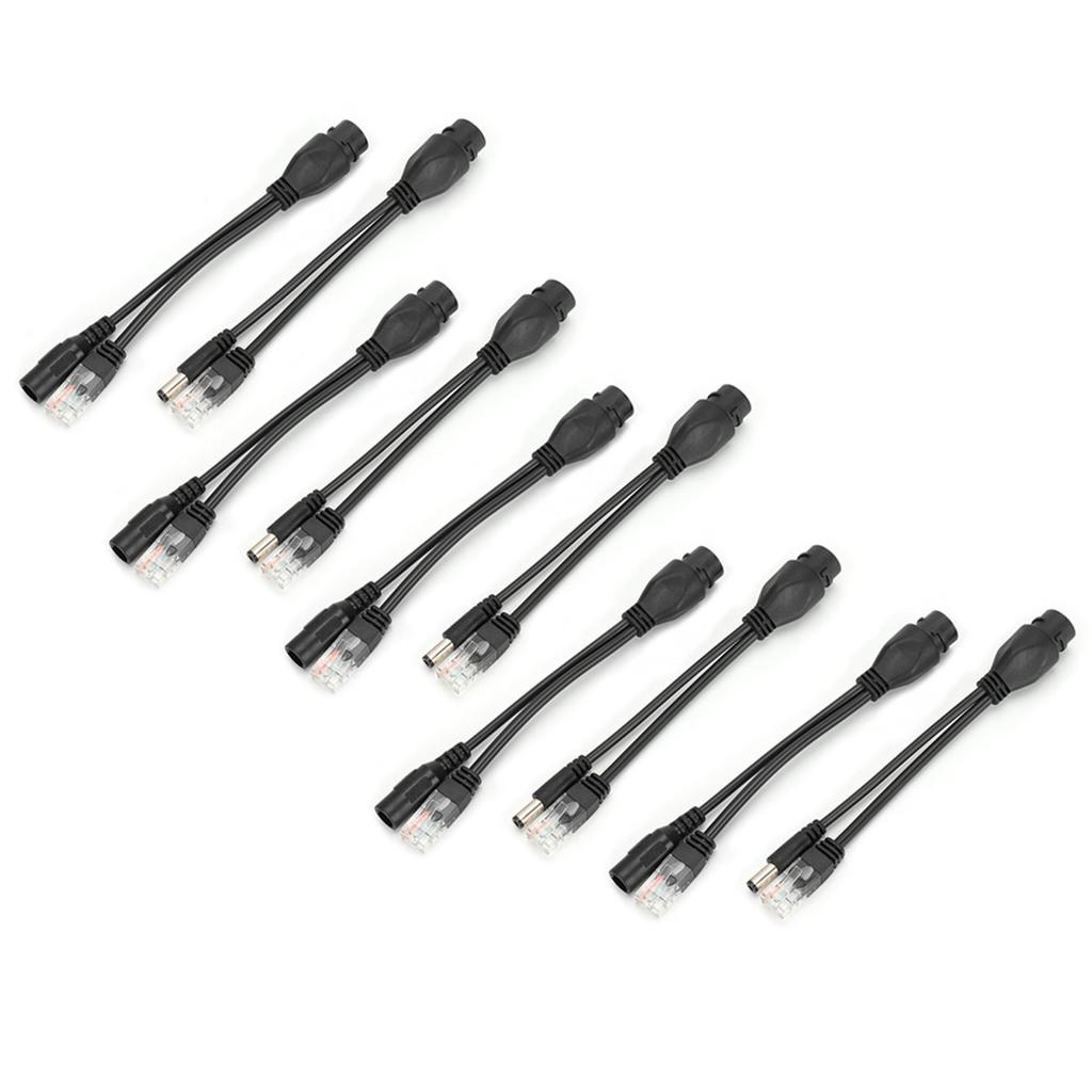 5 Pairs Ethernet POE Splitter Adapter Injector DC12V Waterproof for IP CameraBlack