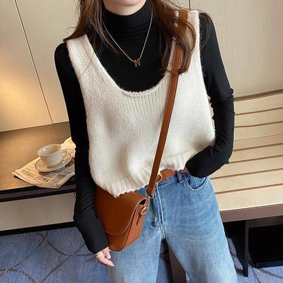 Vest Knitted Shirt Tank Top Women's New Loose Casual Outwear Sleeveless Sweater Women