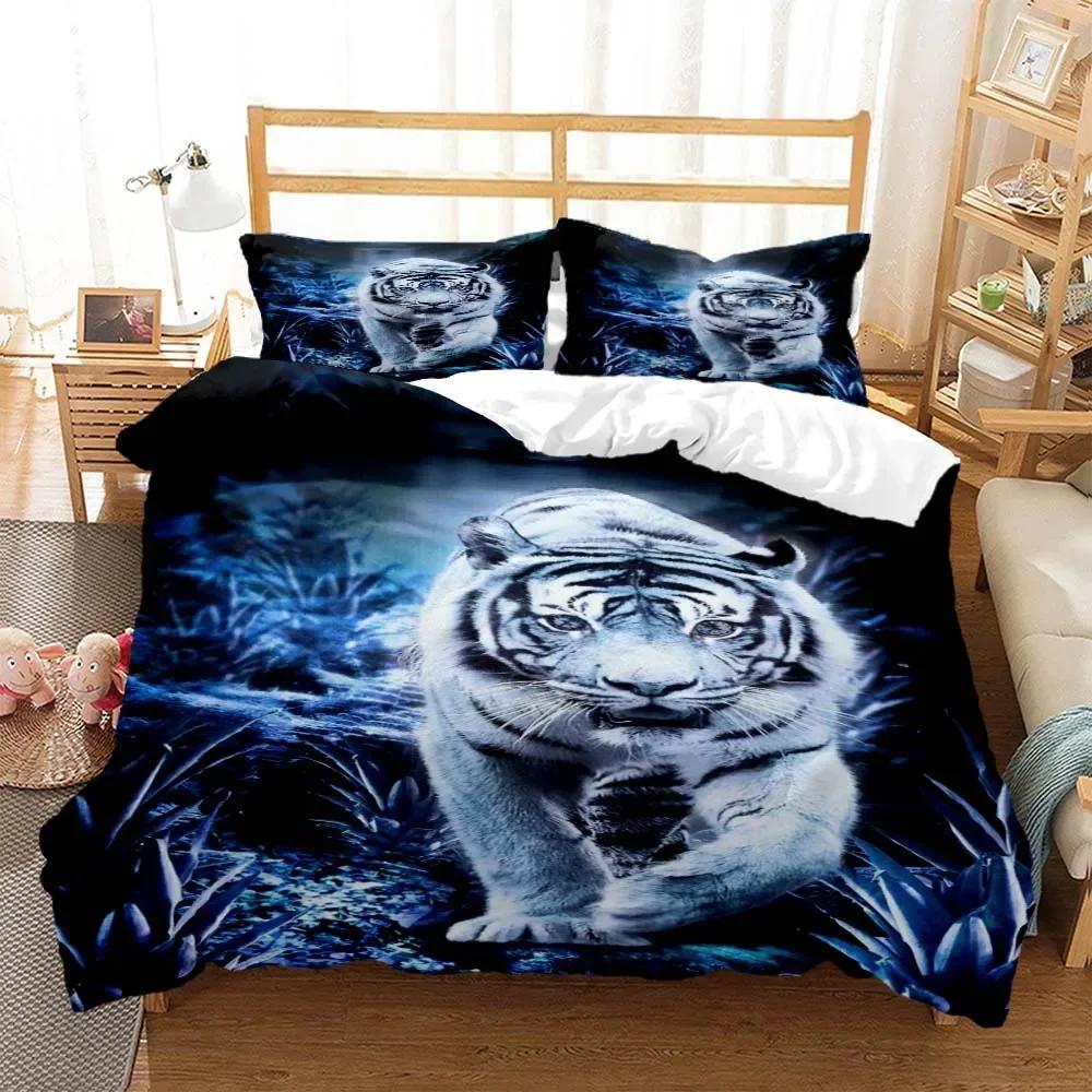 Tiger pattern Digital Print Comfortable Duvet Quilt Cover Pillowcase Bedding Set Children Bedroom Decoration Home Textile