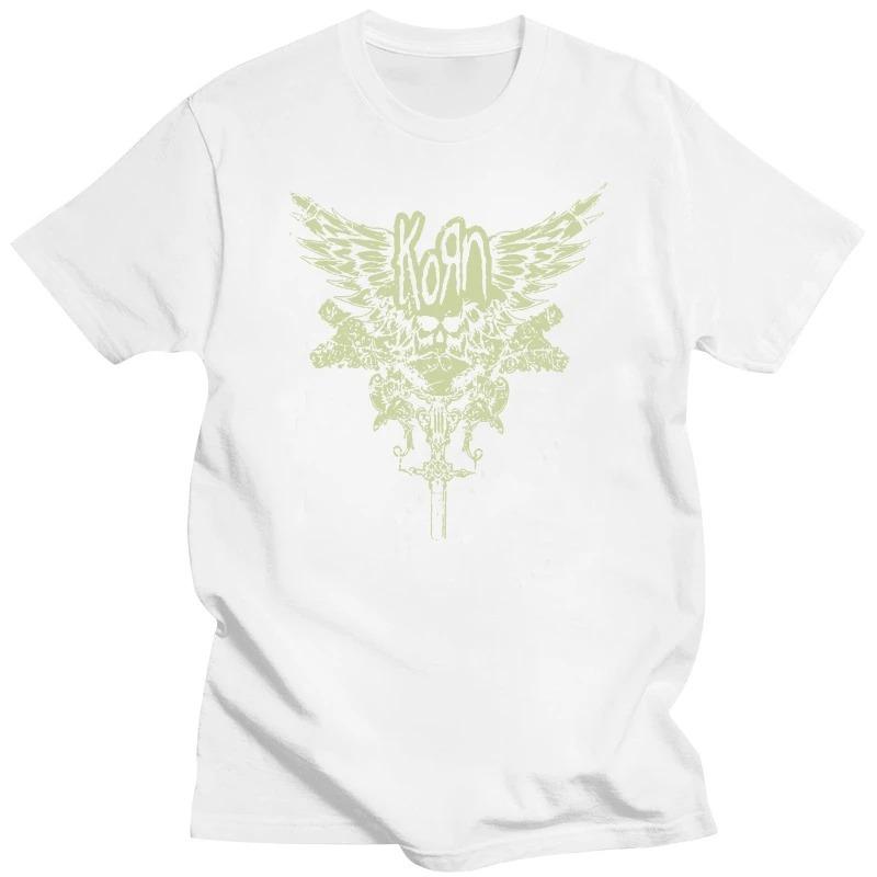 

New Custom Pure Cotton Unisex s Korn Skull Wings Black T-shirt New Band Merch T-shirt 4XL
