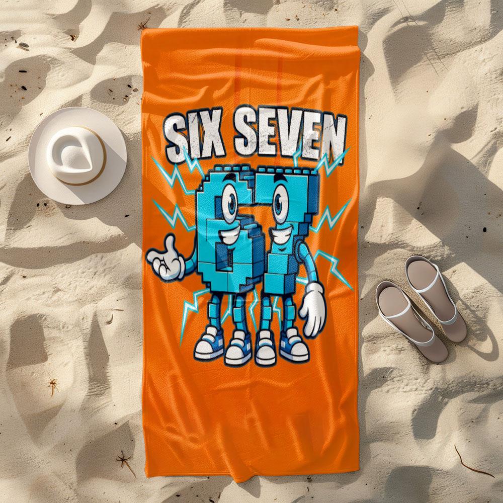 1pc Fashionable Robot-themed Custom Beach Towel Number 67 Super Absorbent Suitable for Summer Beach Camping Trip Gift For Family