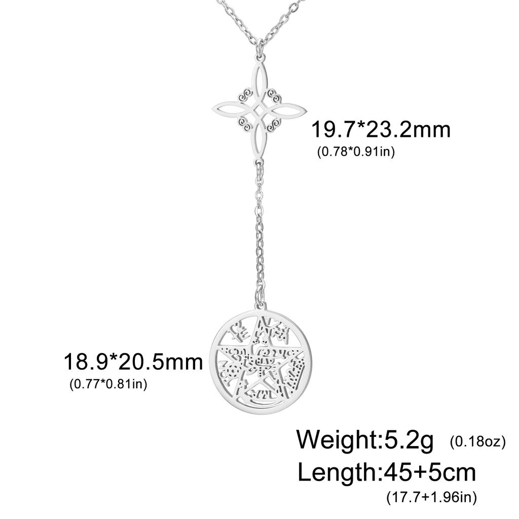 Wicca Witch Knot Necklace Stainless Steel Pentacle Tetragrammaton God Name Seal Pendant Chain Solomon Amulet Jewelry