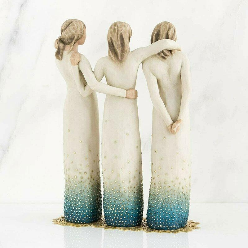 By My Side Sculpted Hand-Painted Figure Resin Desktop Ornament Home Decorative Statue Gift for Friends Sisters