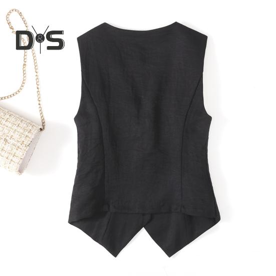 Women Vest Single-breasted Solid Color Sleeveless V Neck Slim Fit Formal Business Style Cardigan Retro Office Wedding Banquet Waistcoat