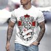 Letní retro tričko s 3D potiskem a motivem templářských rytířů, pánská trička, ležérní streetwear, párová trička s krátkým rukávem, grafická trička pro muže