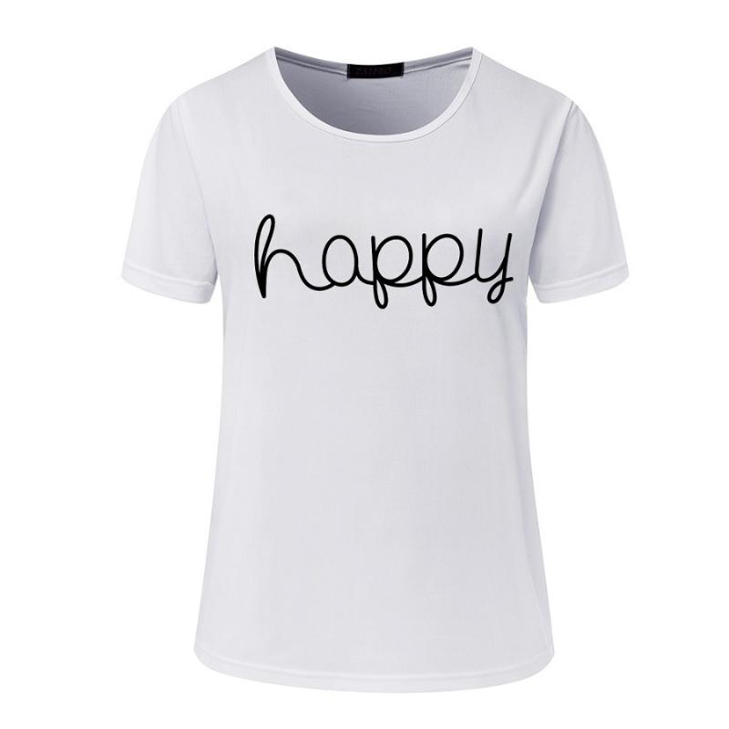Foreign Trade European and American Letter Printed Short Sleeved T-shirt Top Women's Basic Style