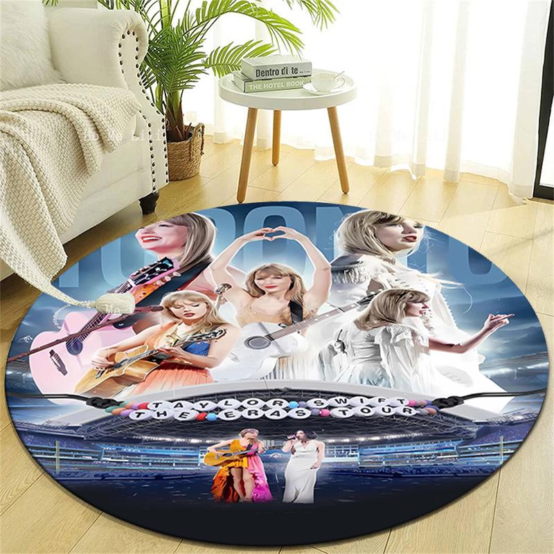 1pc Taylor Swift2 Design Printed Area Round Carpet for Bedroom Living Room Home Decor Rugs Mat Non Slip Mat Rug for Bedside