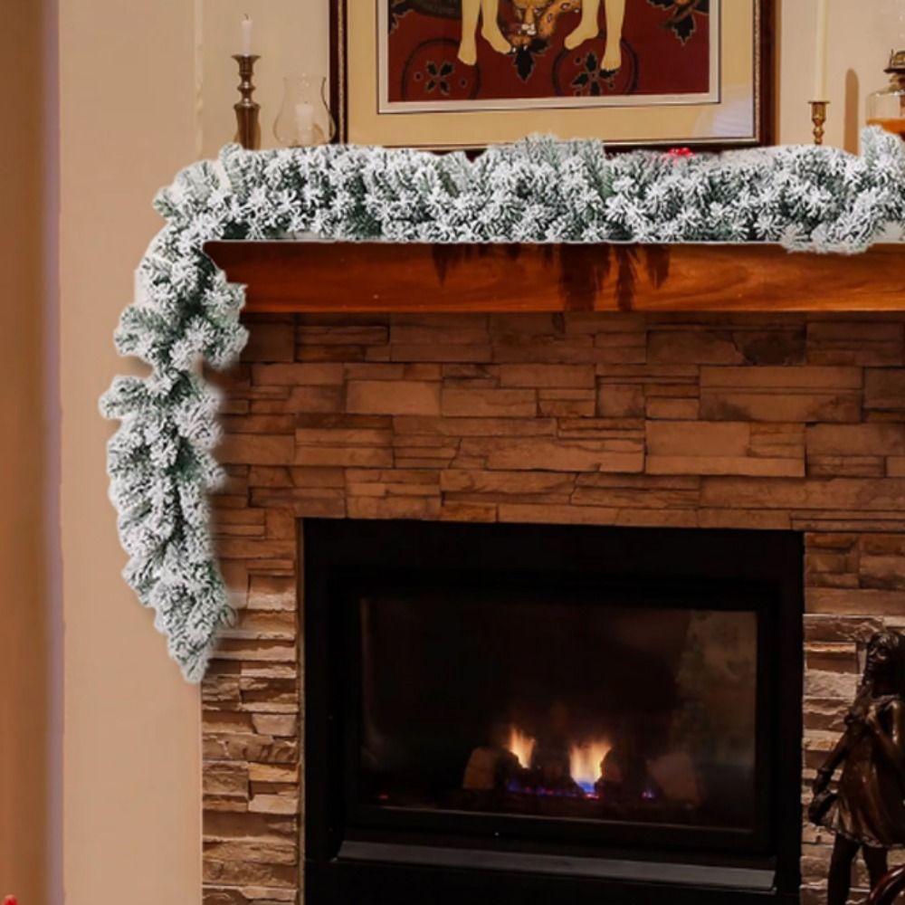 2.7M Artificial Christmas Garland PVC White Snow Cedar Velvet Rattan Simulation Flexible Pine Leaf Rattan Strip Shop Window