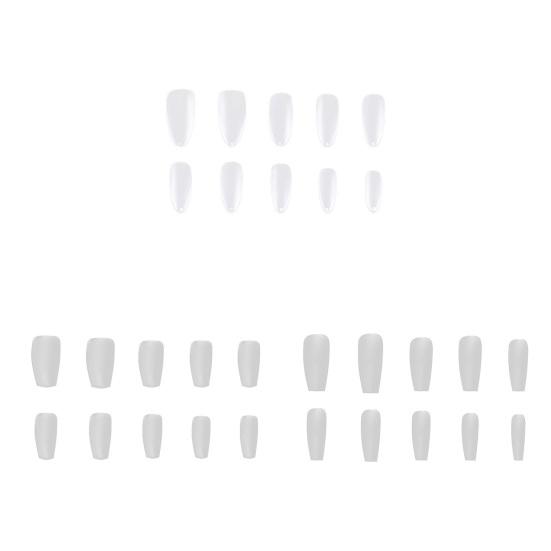 100Pcs 3 Styles Manicure Tips Easy to Apply Excellent Transparent Seamless Full Coverage False Nails