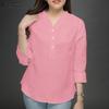 ZANZEA Women Casual V-Neck Solid Color Loose 3/4 Sleeve Blouse