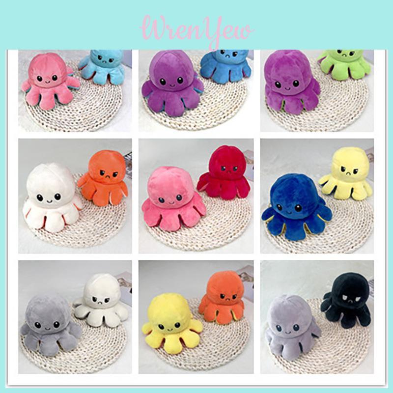 Adorable Double-sided Flip Reversible Octopus Plush Toy For Kids Soft And Cuddly Marine Life Stuffed Animal
