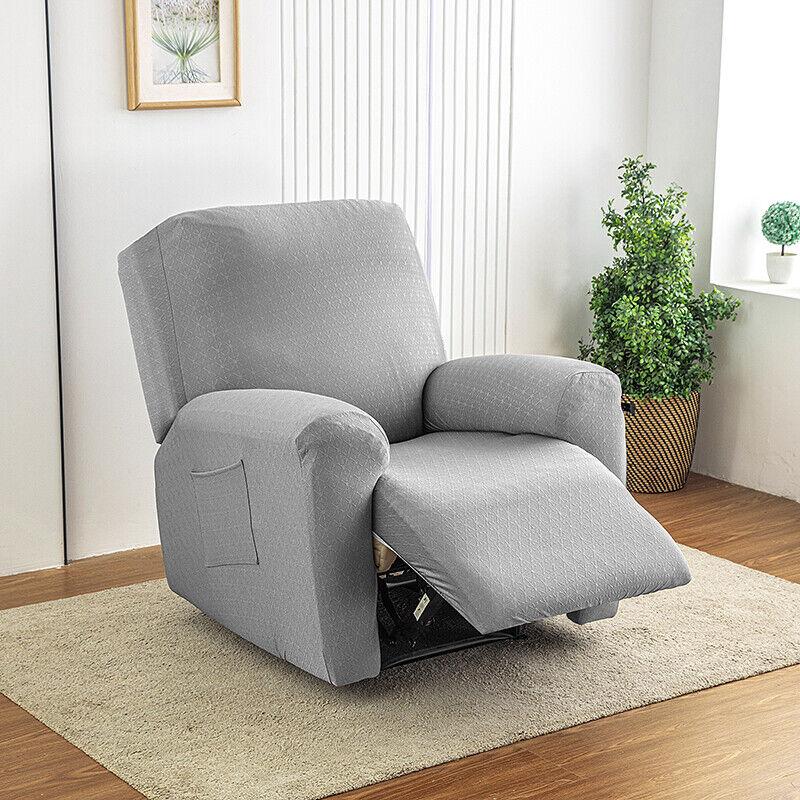 1seater Recliner Sofa Cover Ice Silk Jacquard Stretch Single Chair Covers Arm Sofa Slipcover Living Room Chair Protector