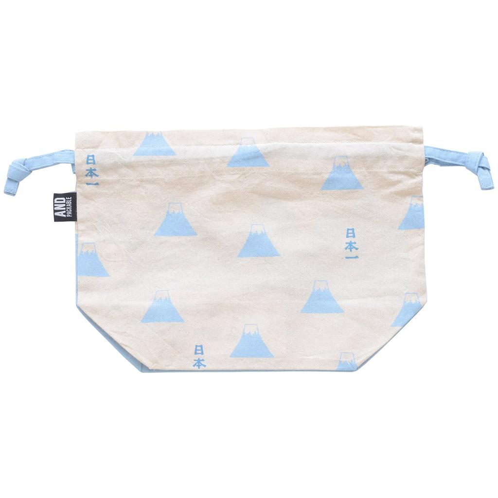 And Packable Bento Drawstring Lunch 28 X 21 X Japanese 75748 Bag, Approx. 11.5cm, Pattern, Fujisan, Mt. Fuji, Blue,