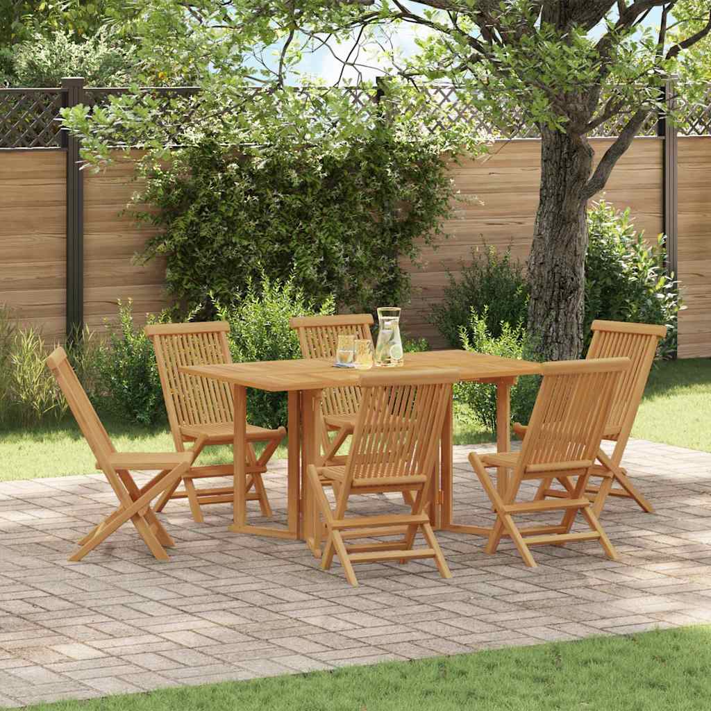 Garden Dining Set 7 pcs Brown Solid Wood Teak