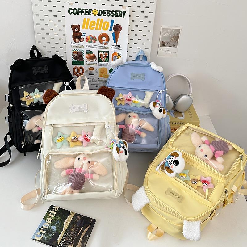 Schoolbag1011 new cute pain bag large capacity doll primary and secondary school students travel backpack transparent summer travel school bag