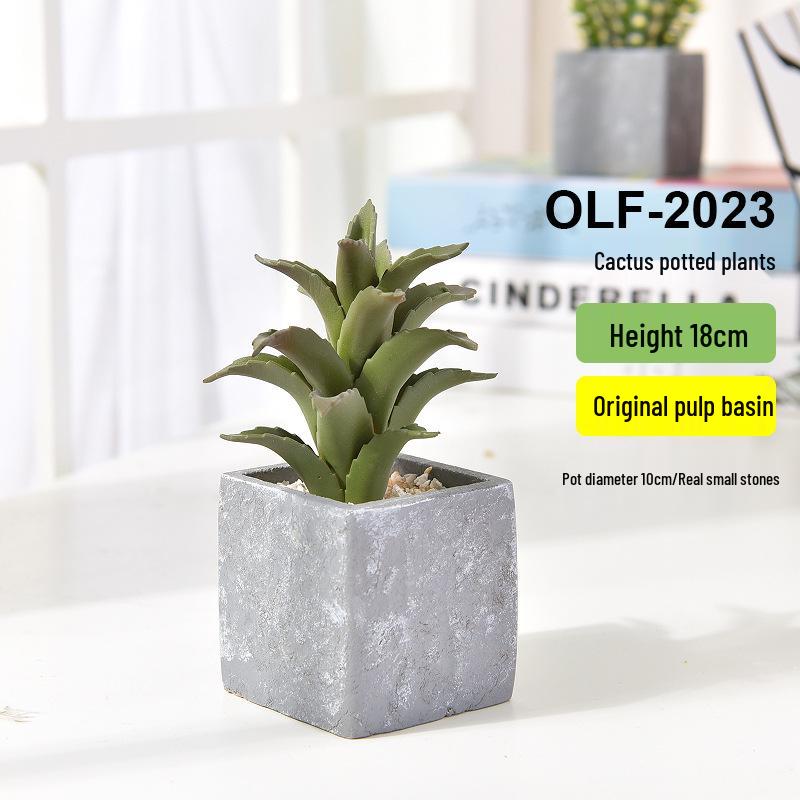 Retro Cement Cactus Bonsai - Small Faux Potted Plant for Office Decoration