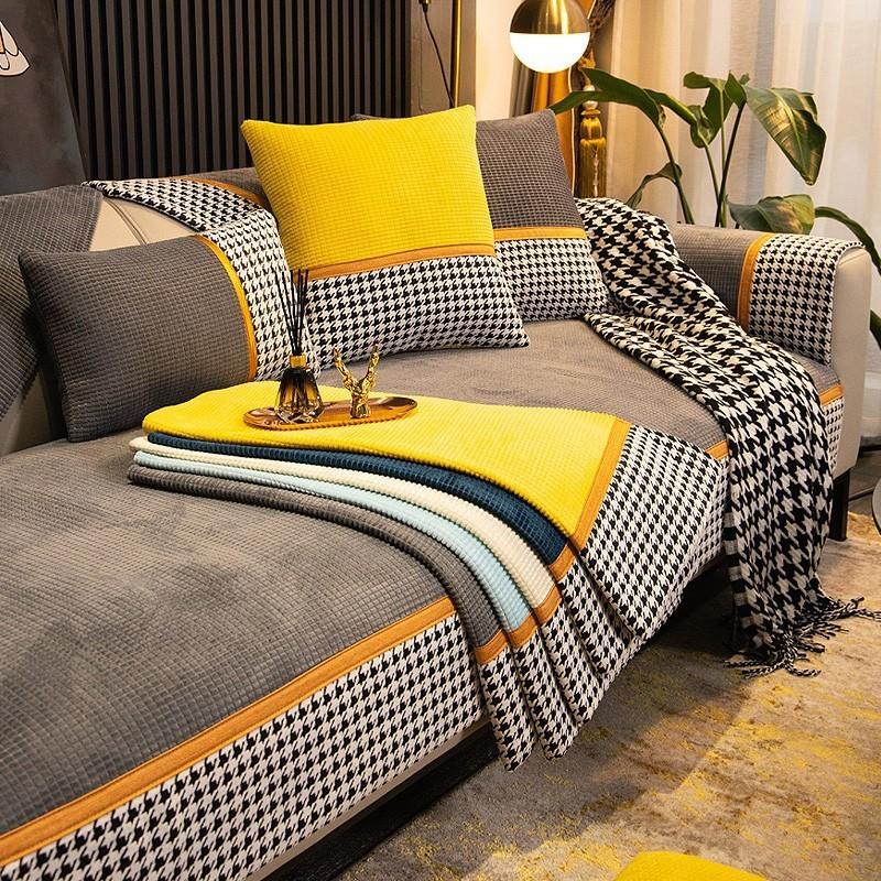 

Sofa Cushion Four Seasons Universal Non-Slip Nordic Style Ins Sofa Cover Thickened Seat Cushion Universal Backrest Towel Cover Cloth 70*70cm