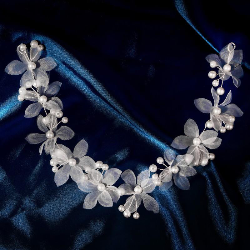 

Fresh Sweet White Flower Hair Bands Hand-knitted Pearl Wreaths Holiday Photo Accessories Wedding Girl Headbands
