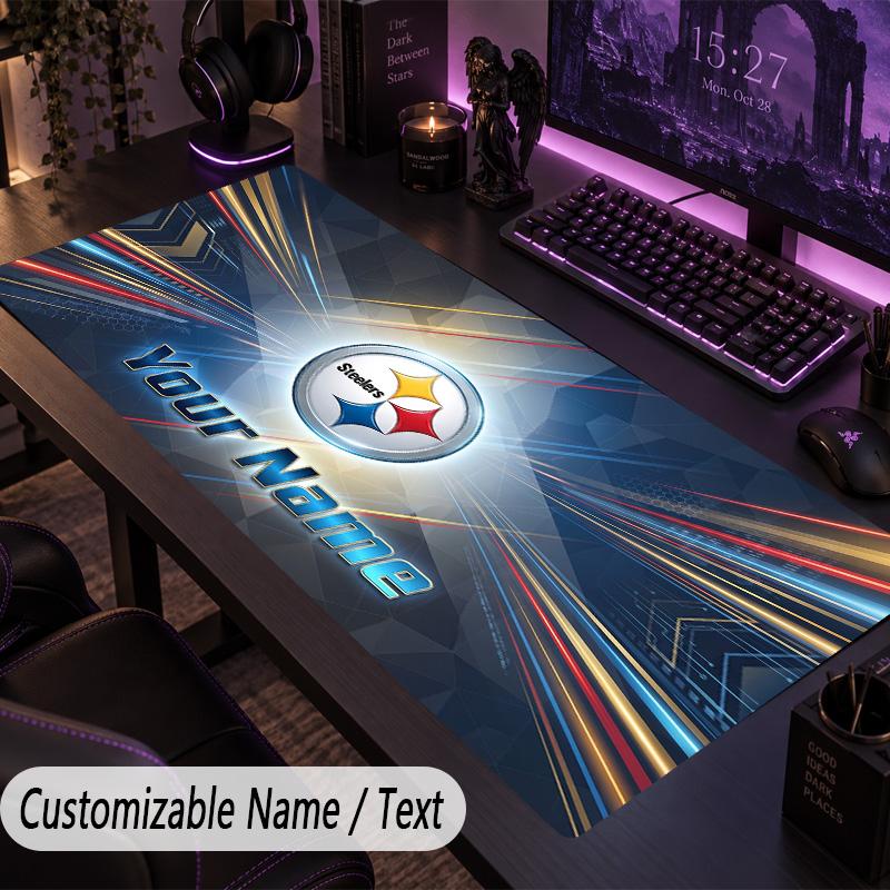 Large Mouse PadPittsburgh Steelers Custom Name Text Personalized Desk Mat Non Slip Gaming Pad