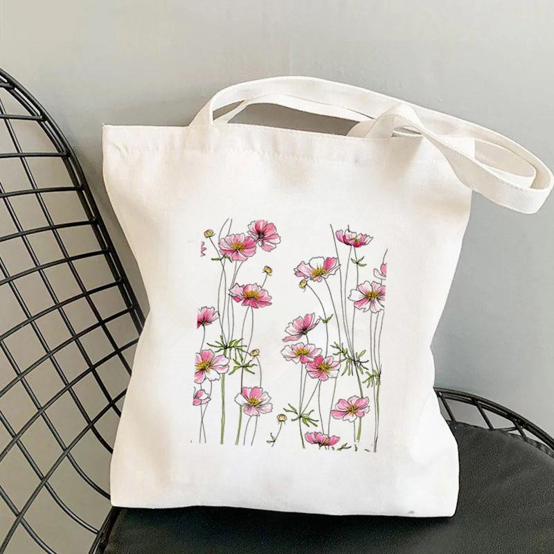 Floral Print Causal Canvas Bag Harajuku Women Shoulder Bags  Female Tote Handbag Large Capacity Shopper Handbag Fashion Handbags