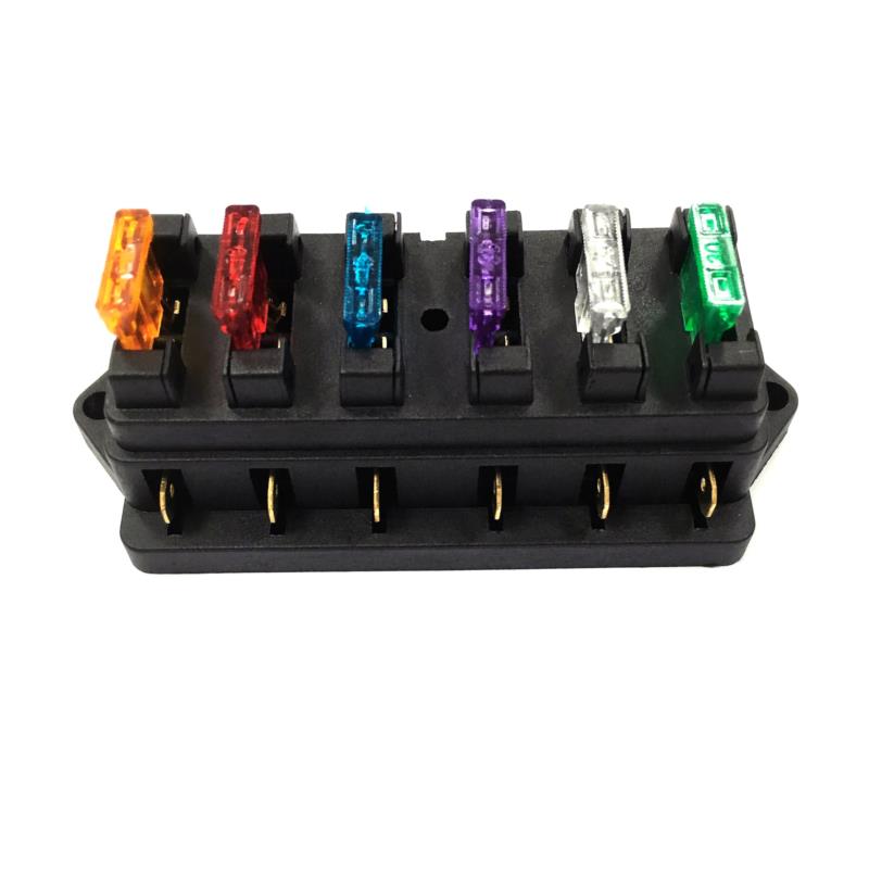6 Way Circuit Standard Ato Blade Fuse Box Dc 12V/24V Car Fuse Block Holder Fuses