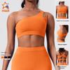 Damen Europäischer & Amerikanischer Elastischer Sport-BH: One-Shoulder Yoga & Fitness Rücken-Detail Weste