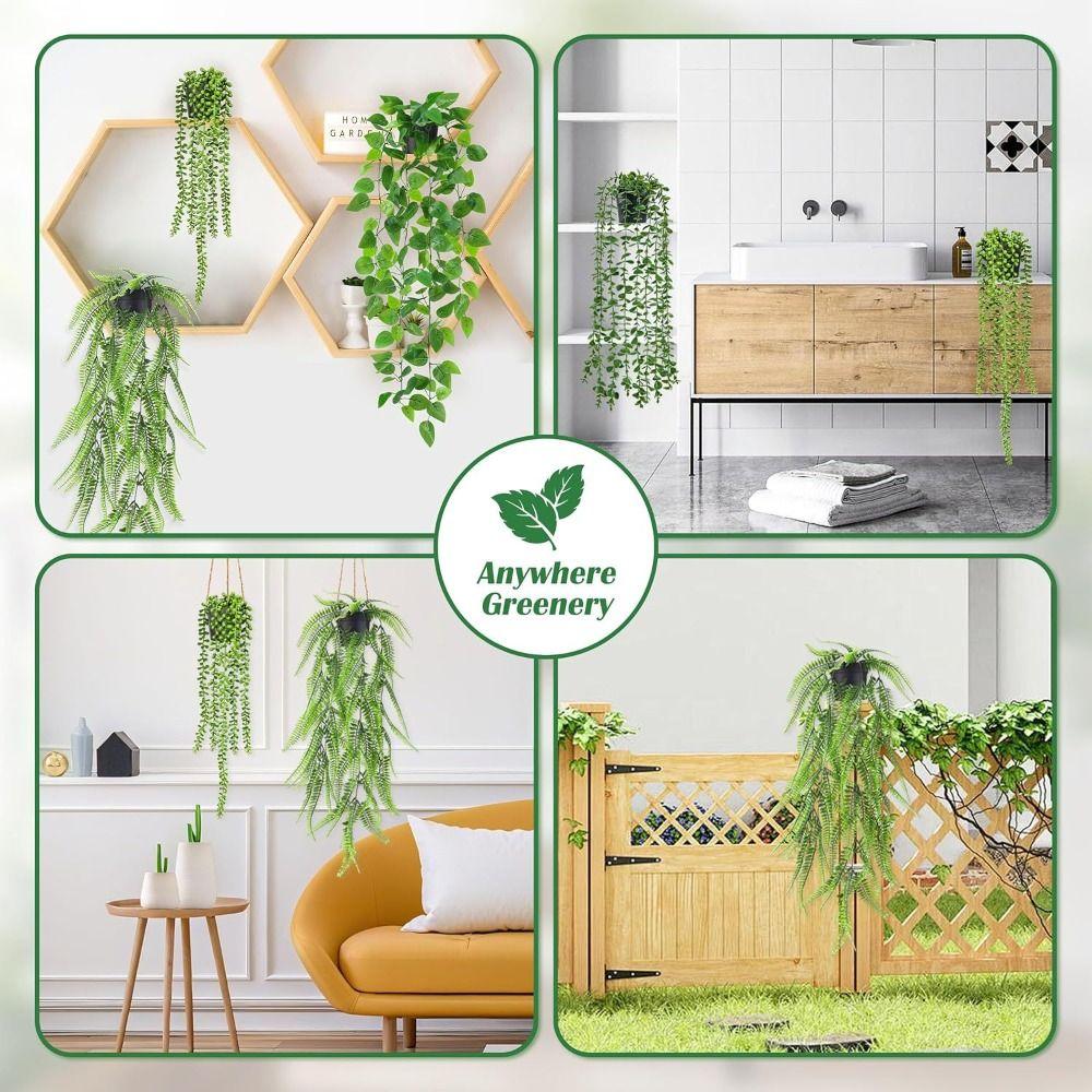 Plastic Material Hanging Vine With Basin Simulation Flower New Persian Fern Leaves  Christmas Tree