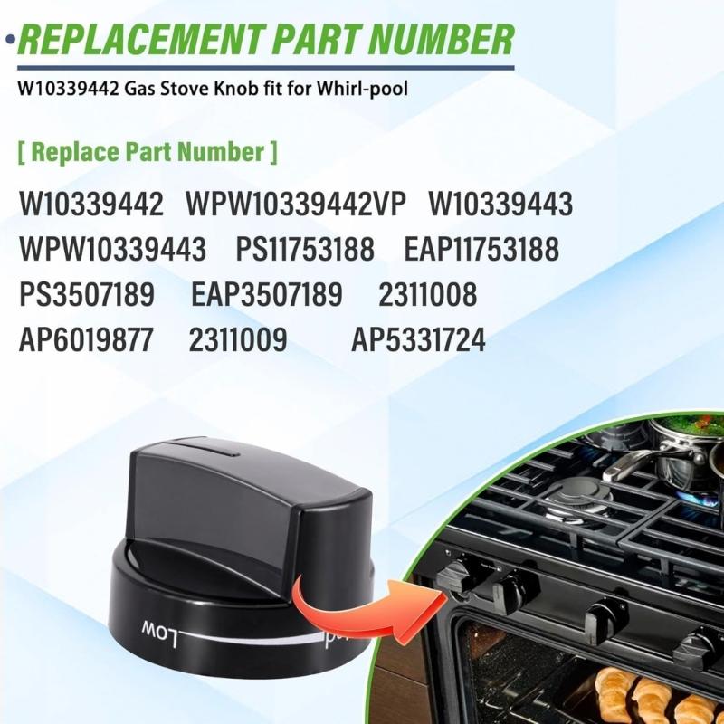 Replacement Knob For Gas Stove WFG320 WFG505 WFG510 WFG520 WFG524 Models Plastic Materials Easy To Installion