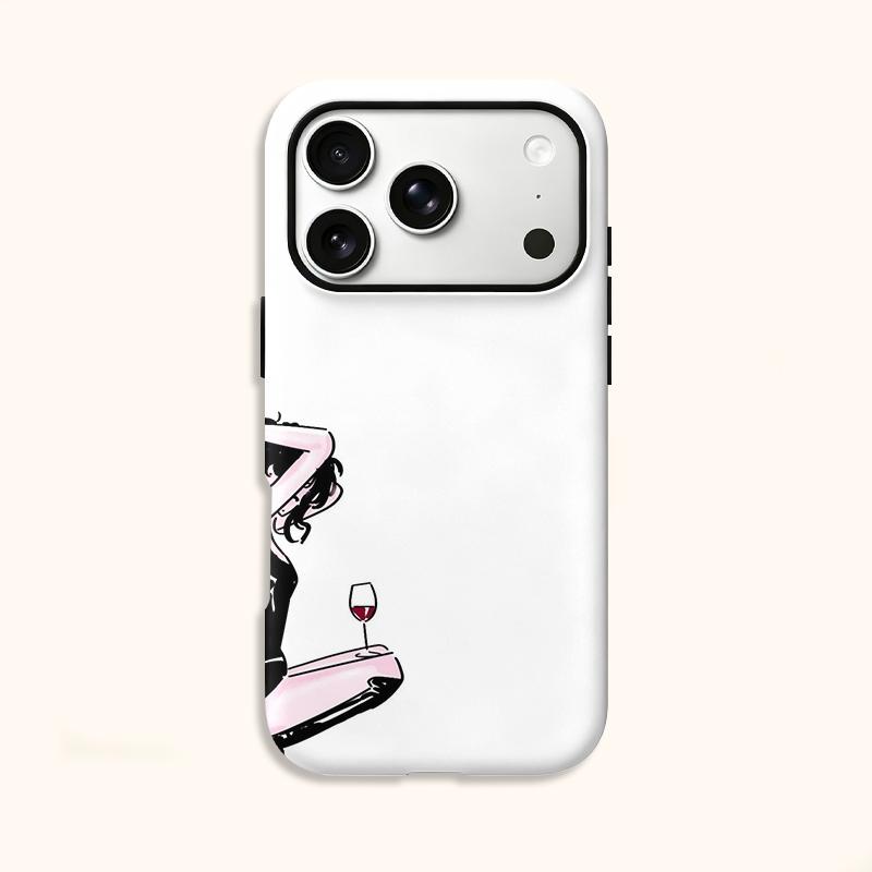 Wine Chill Black Pink Comic Art Film Aesthetic Protective Shockproof Bumper Phone Case Cover For iPhone 14 15 16 Pro Max Plus