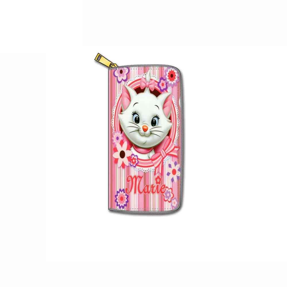 Cartoon Cat Long Zipper Wallet, Kitten Wallet.