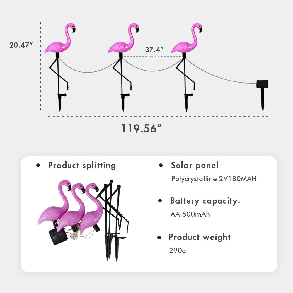 Solar Flamingo Garden Decor Outdoor Waterproof Landscape Lights Villa Lawn Lamp Patio Walkway Lights Holiday Pathway Decoration
