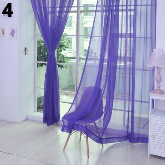 Solid Color Tulle Voile Door Window Curtain Drape Panel Sheer