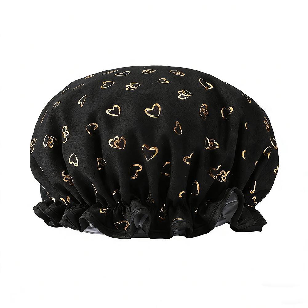 High-Quality Waterproof High-Quality Shower High-Quality Cap High-Quality Heart High-Quality Print High-Quality Double High-Quality Layer чёрный