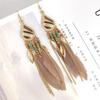 Bohemian Retro Tassel Water Drop Feather Earrings