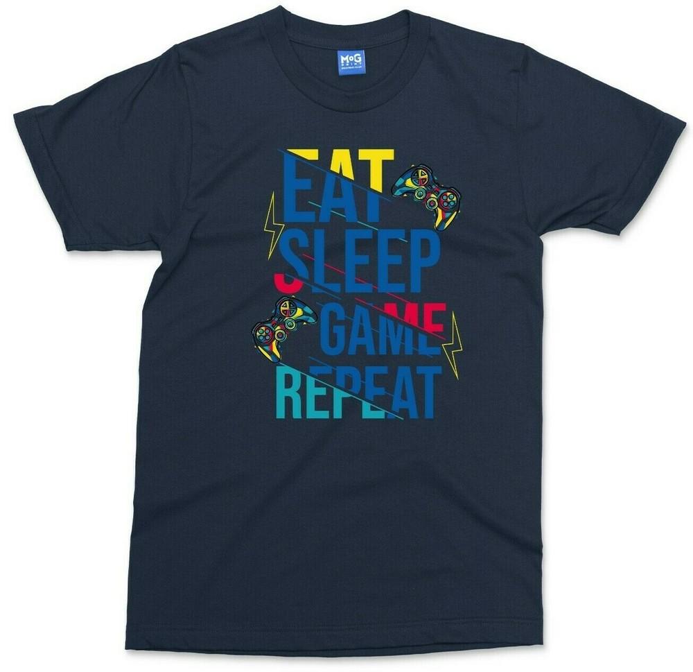Eat Sleep Game Repeat Funny Gamer TShirt Gift Boys Gaming Top Birthday Present S