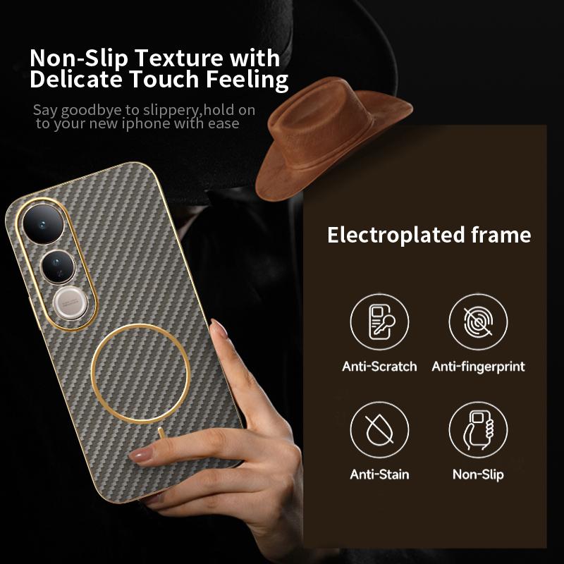 Case For vivo V50 Lite New Electroplating Kevlar Magnetic Frosted Cover For vivo V50Lite Shockproof Bumper Funda