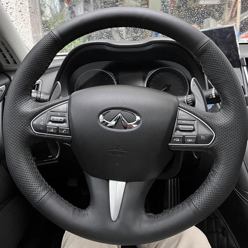 

Ручна вишивка, нековзка, замшева накладка на кермо автомобіля Для Infiniti Q50 2013-2017 QX50 2015-2017 Автозапчастини 3 Leather